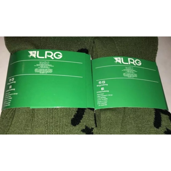 LRG Lifted Research Group Crew Socks 2Pair Men6.5-12 Green Yellow w Giraffe Logo - Picture 4 of 11